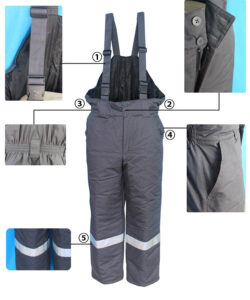 anti arc grey color padded bib overalls details