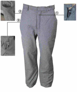 grey grid anti static pants details