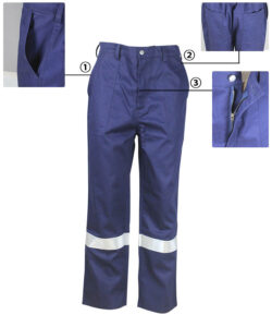 navy blue arc poof pants details