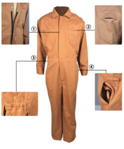 water and oil repellent coveralls details