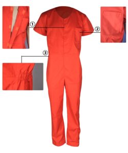 water repellent short sleeves coverall details