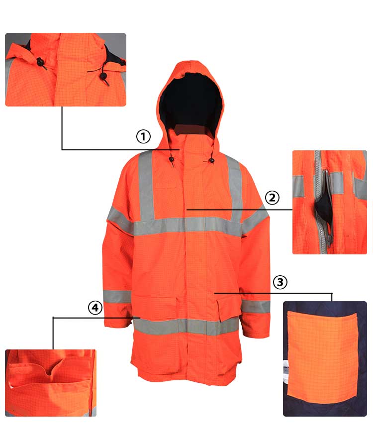 Road construction/builder work safety Jacket with Hood - YULONG SAFETY