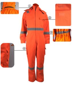 hi-vis orange coveralls details