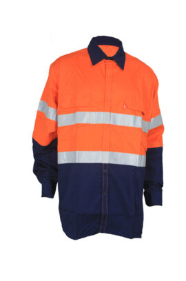 orange navy work shirt